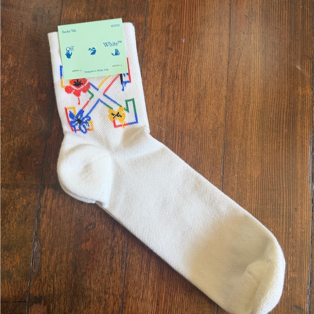 OFF-WHITE Men’s Colorful Patterned Floral White Socks